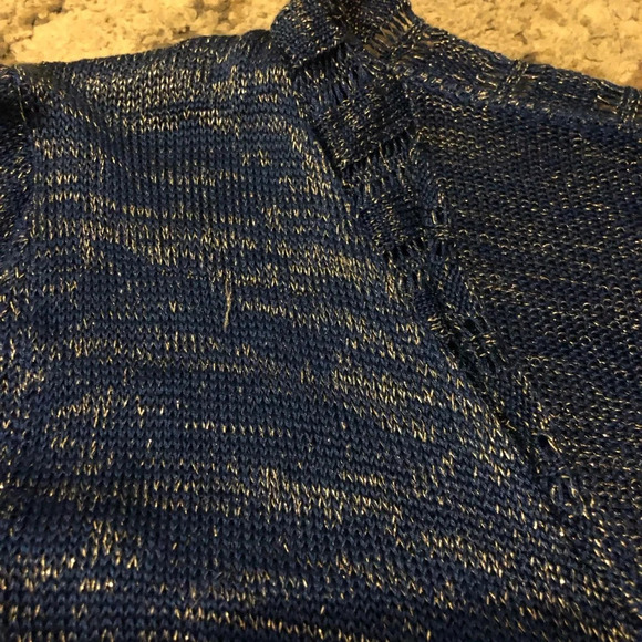 Y2K Elizabeth Gillett by Anthropologie Blue Knit Button Cardigan NWT - Picture 4 of 10